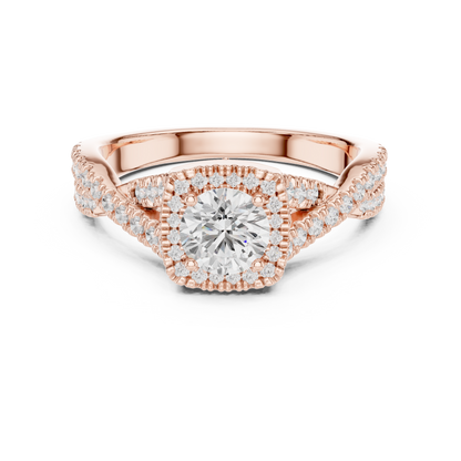 Round Pave Lab Grown Diamond Ring