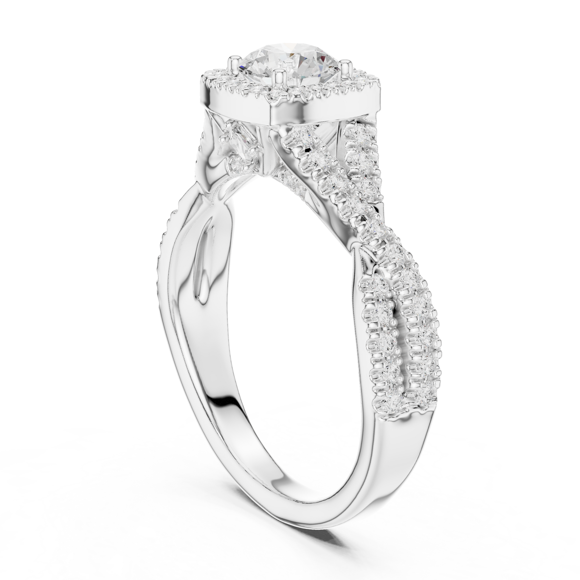 Round Pave Lab Grown Diamond Ring