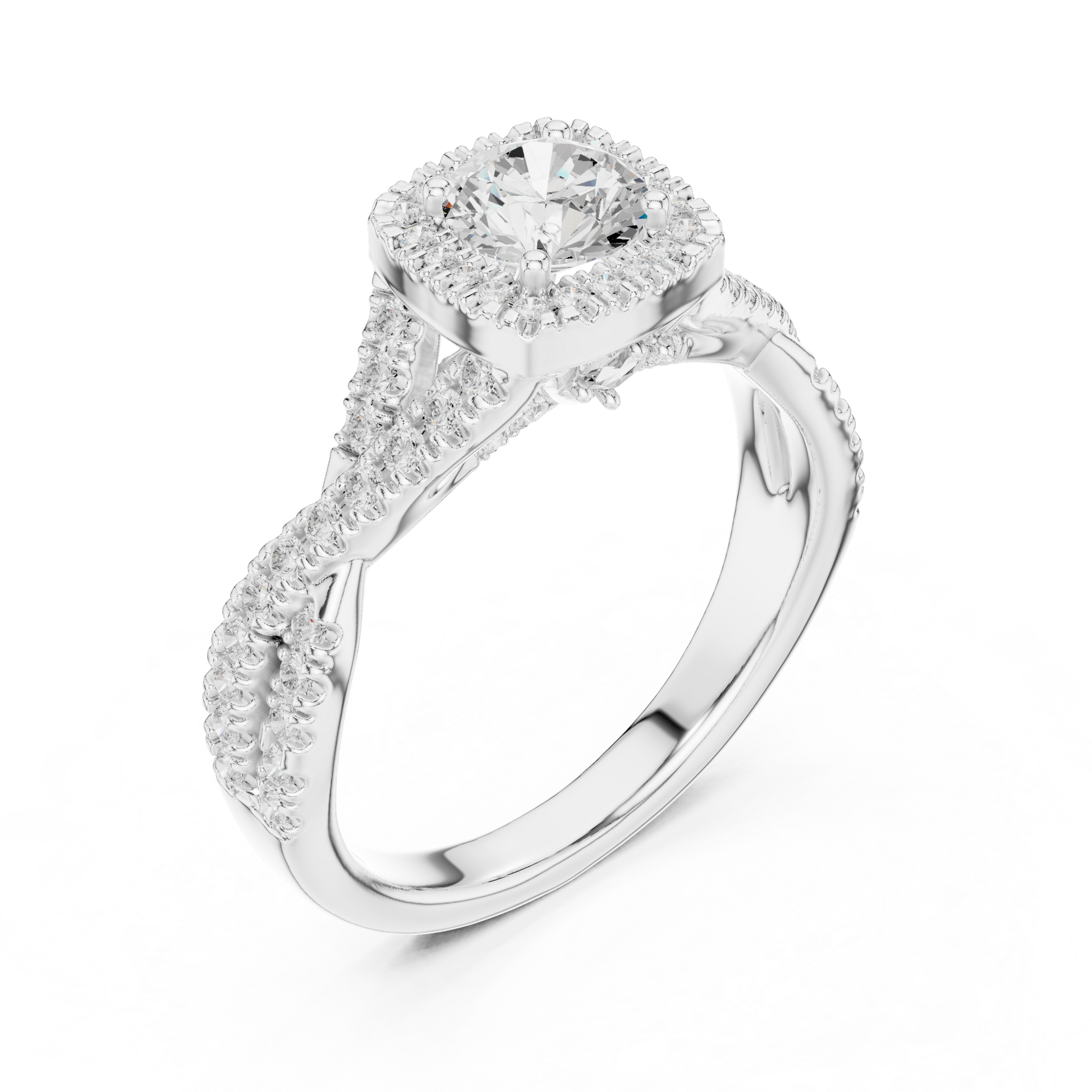 Round Pave Lab Grown Diamond Ring