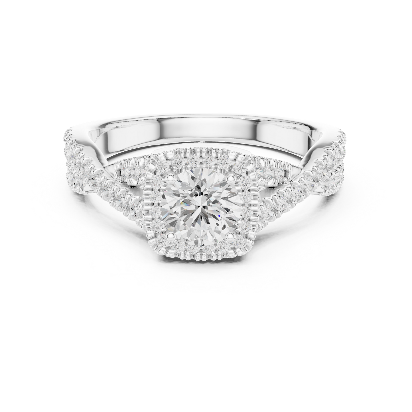Round Pave Lab Grown Diamond Ring