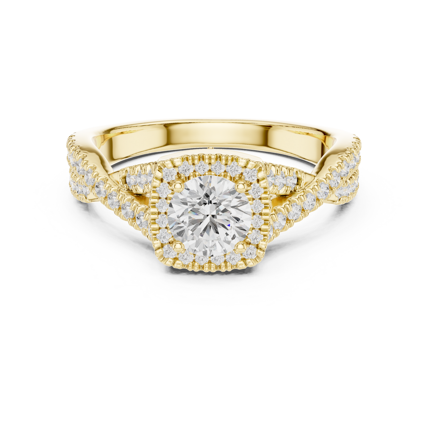 Round Pave Lab Grown Diamond Ring