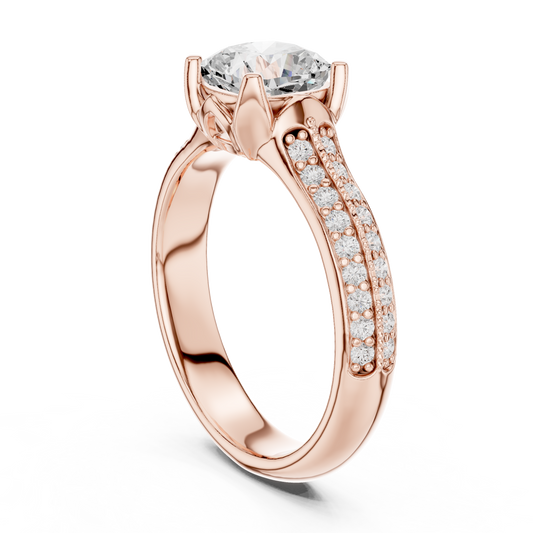 Round Side Stone Lab Grown Diamond Ring