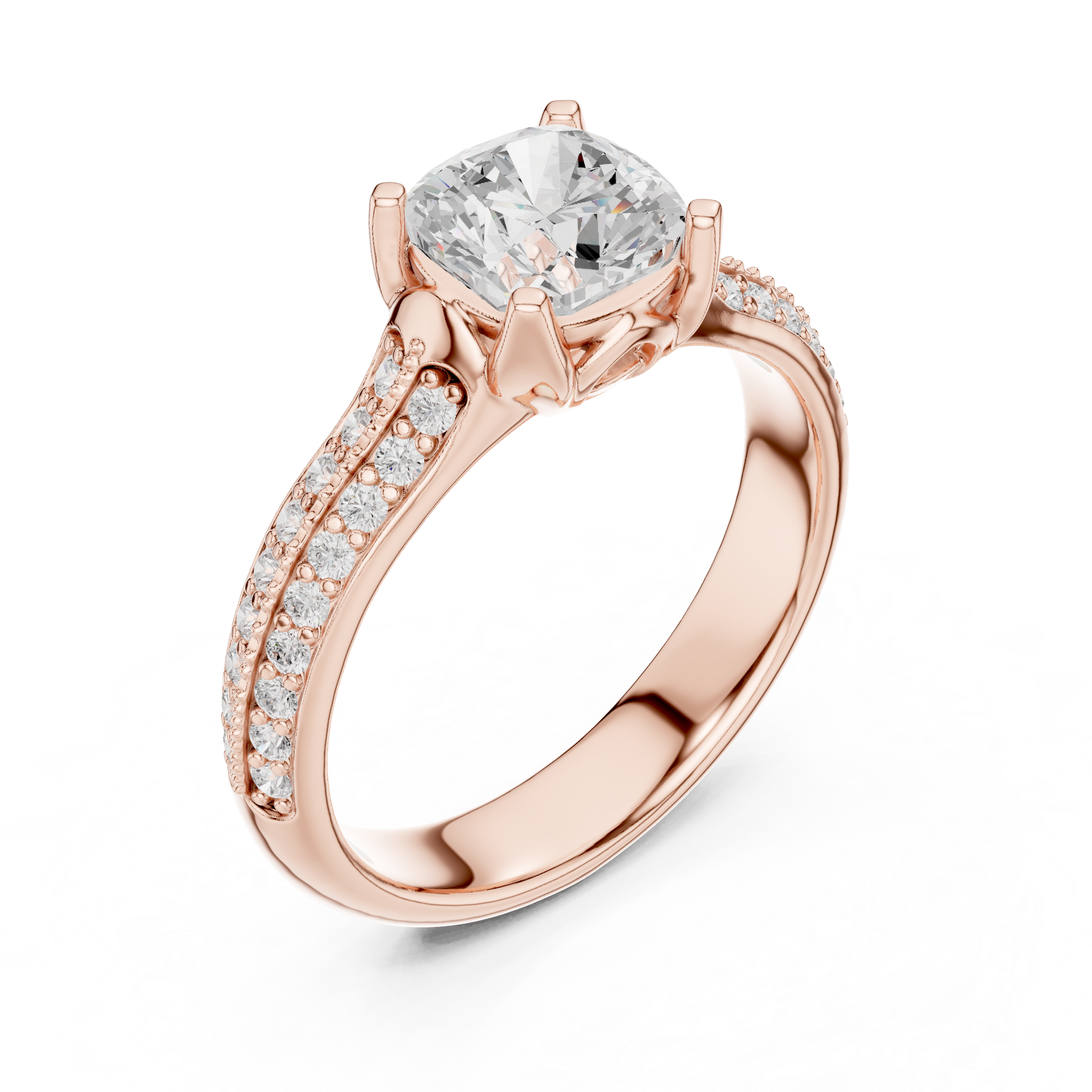 Round Side Stone Lab Grown Diamond Ring