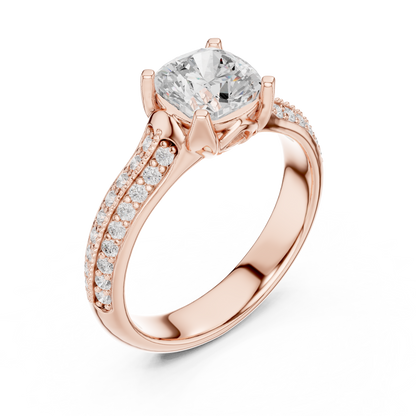 Round Side Stone Lab Grown Diamond Ring