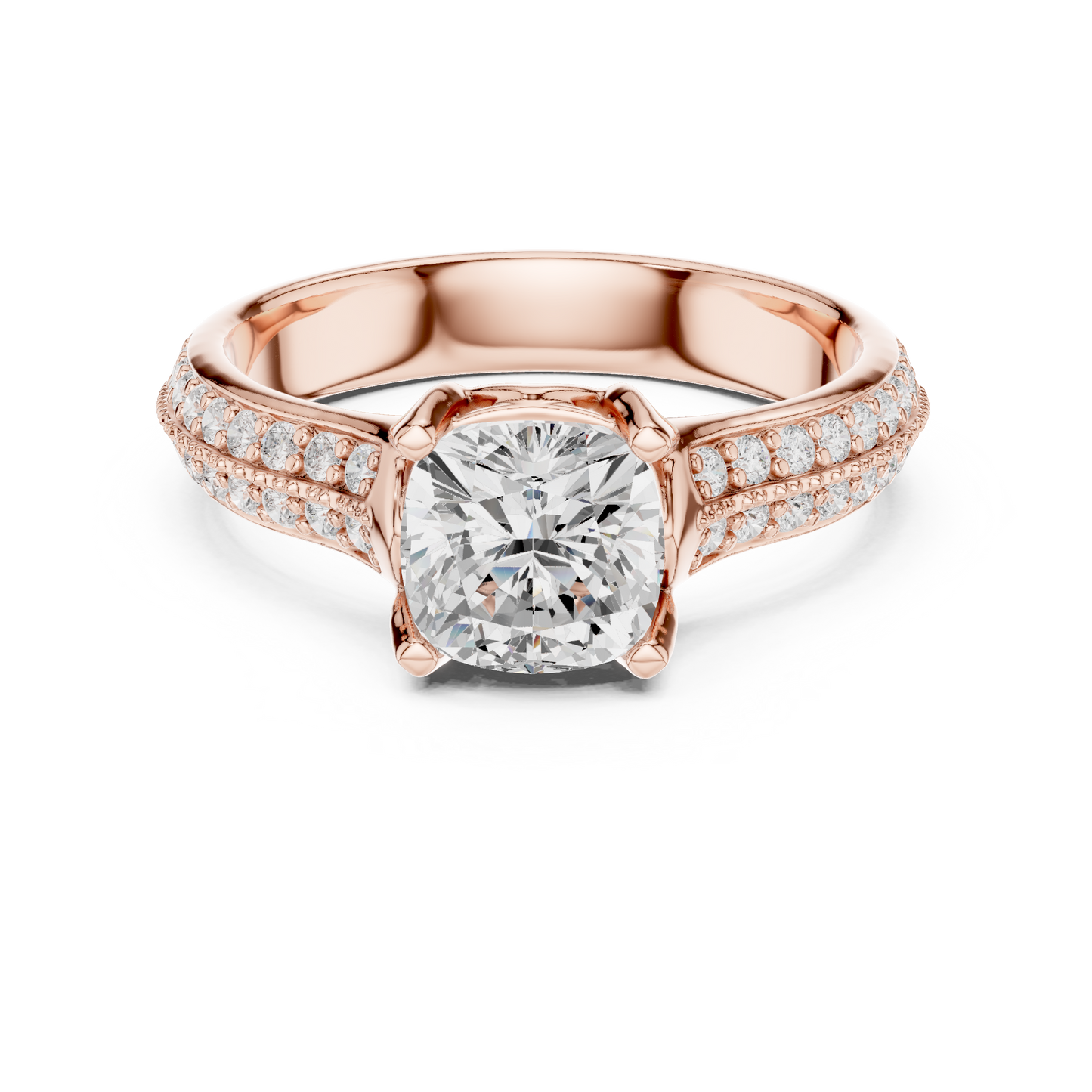 Round Side Stone Lab Grown Diamond Ring