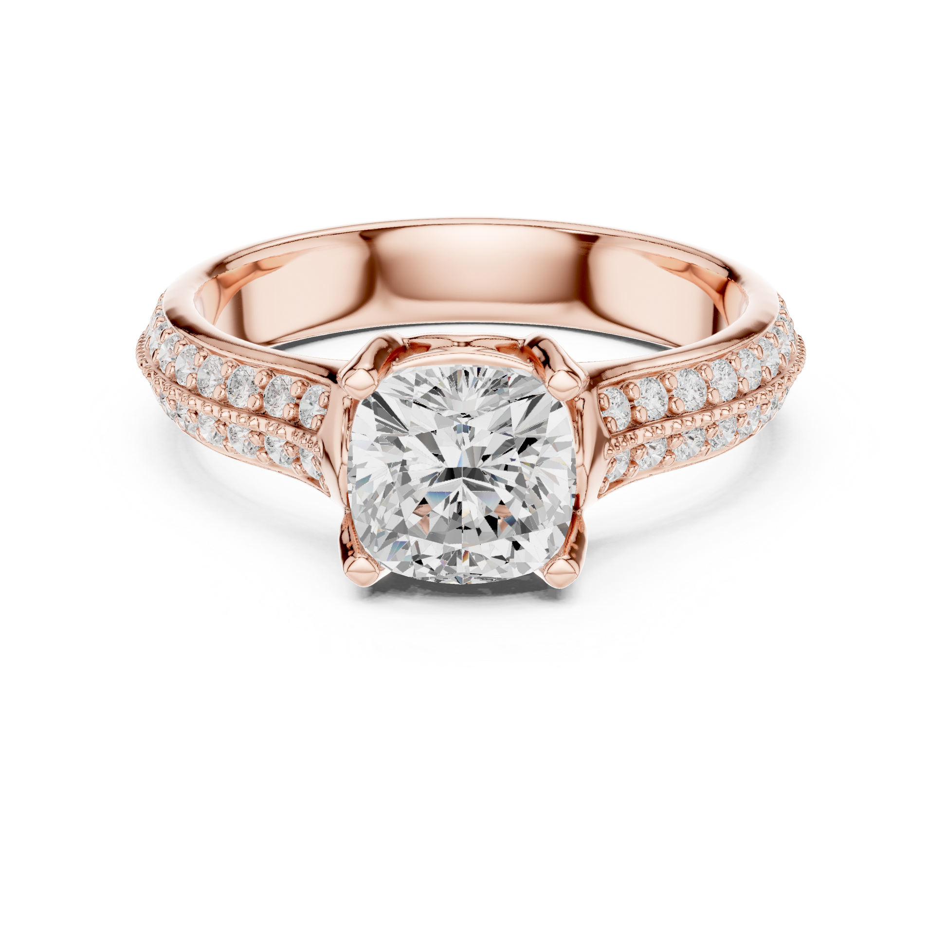 Round Side Stone Lab Grown Diamond Ring