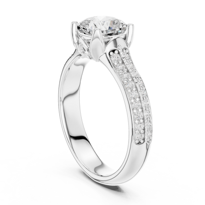 Round Side Stone Lab Grown Diamond Ring
