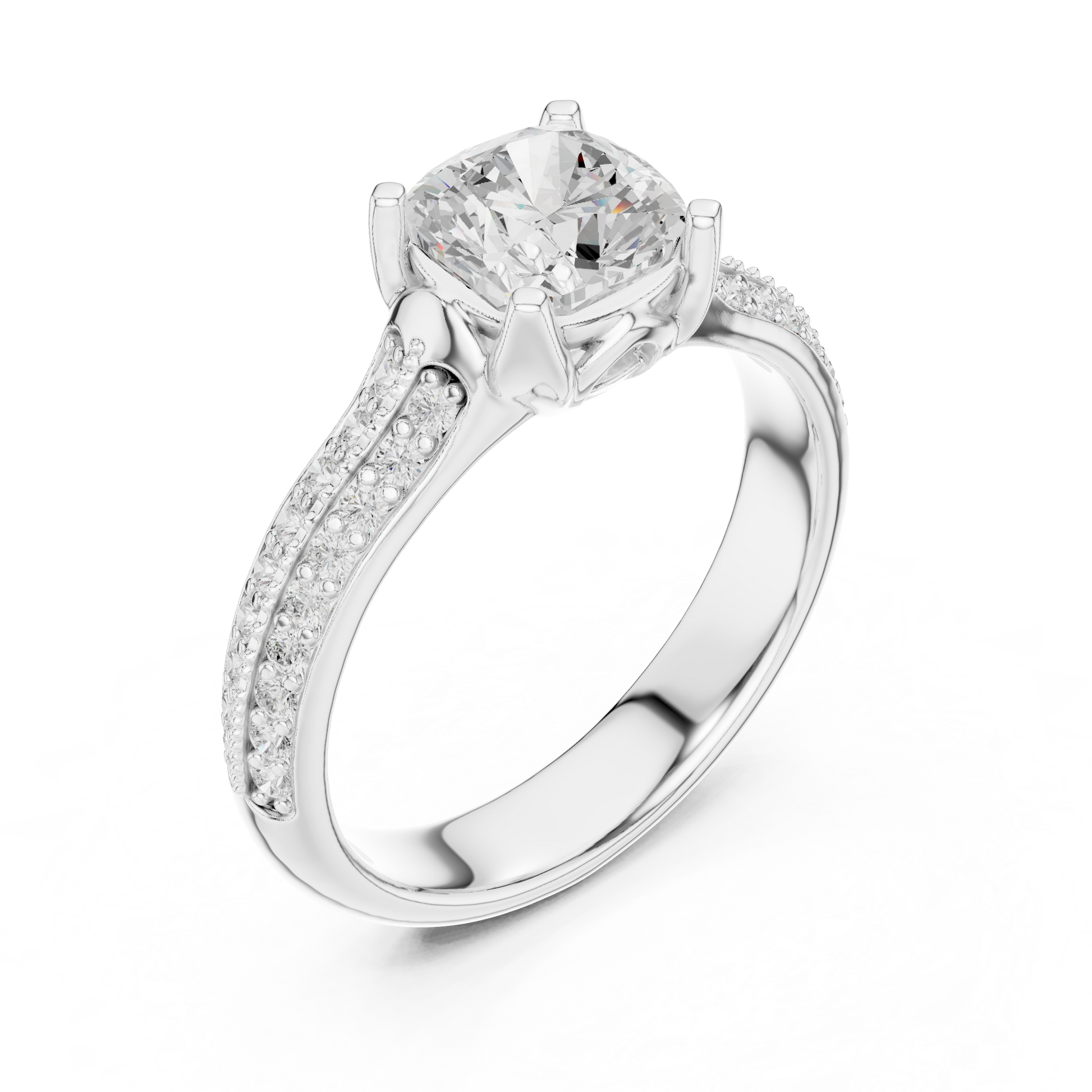 Round Side Stone Lab Grown Diamond Ring