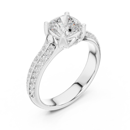 Round Side Stone Lab Grown Diamond Ring