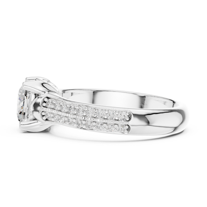 Round Side Stone Lab Grown Diamond Ring