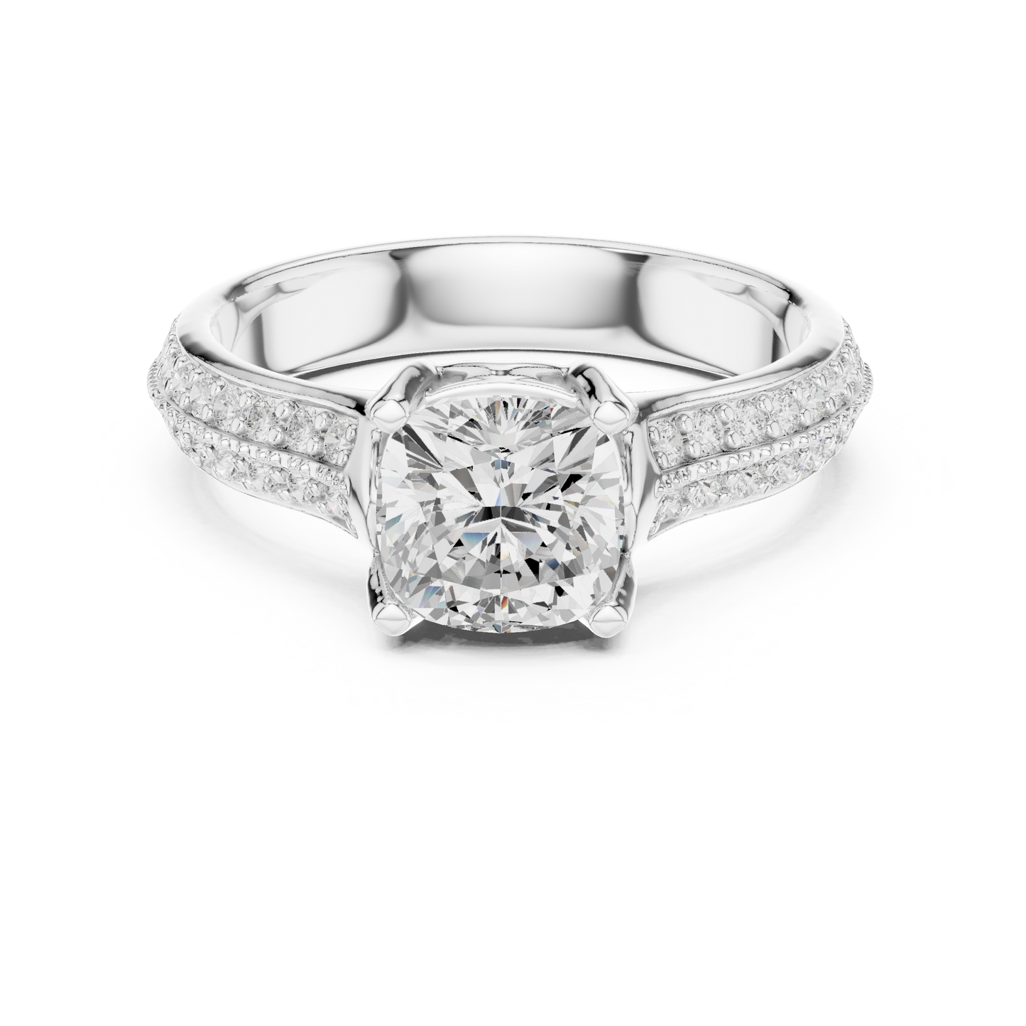 Round Side Stone Lab Grown Diamond Ring