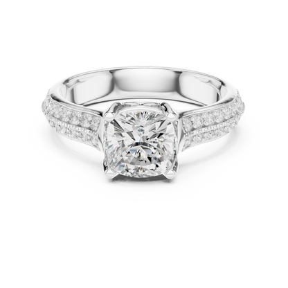 Round Side Stone Lab Grown Diamond Ring