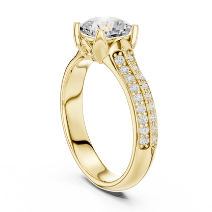 Round Side Stone Lab Grown Diamond Ring