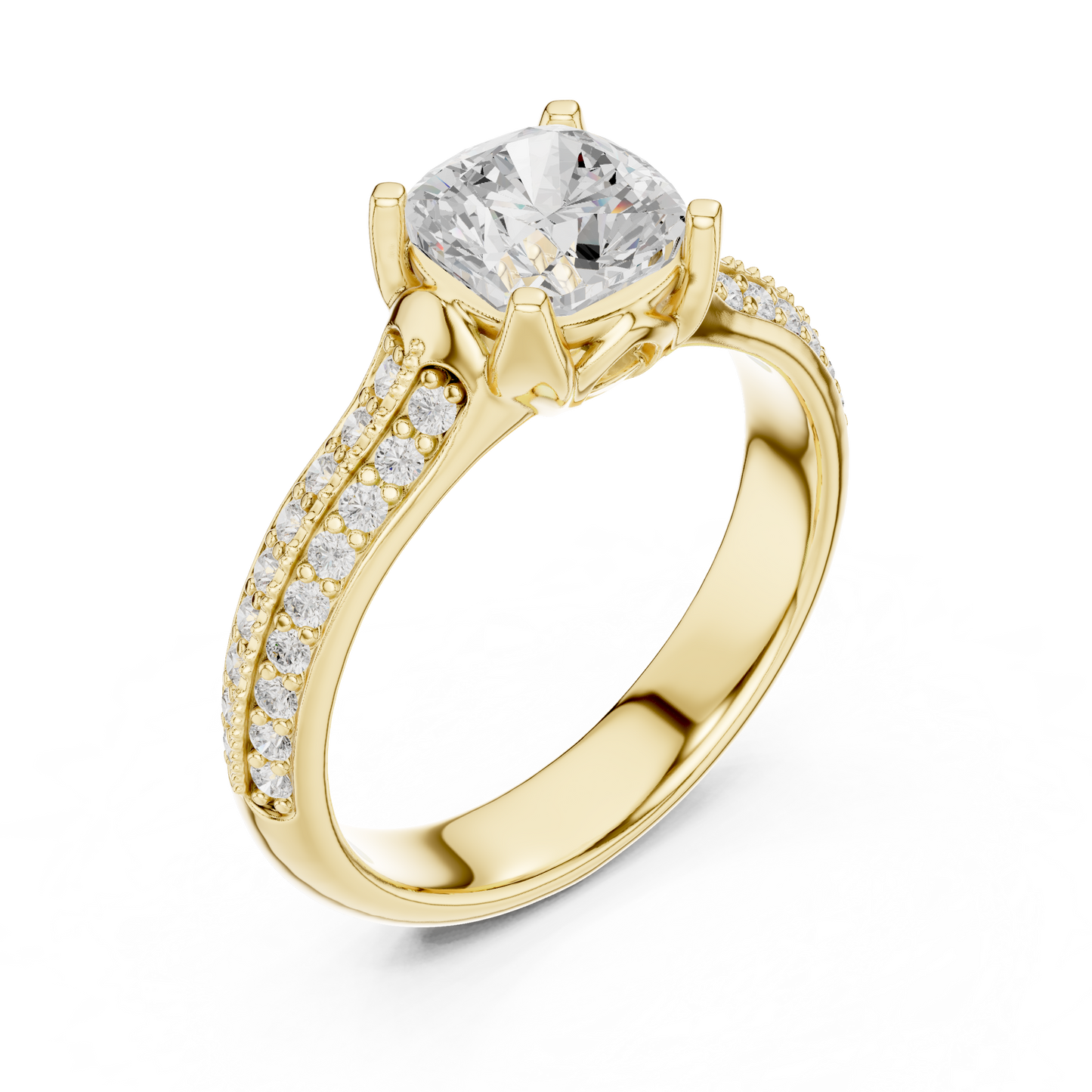 Round Side Stone Lab Grown Diamond Ring