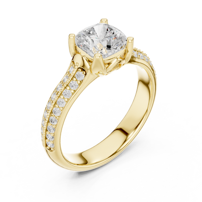 Round Side Stone Lab Grown Diamond Ring