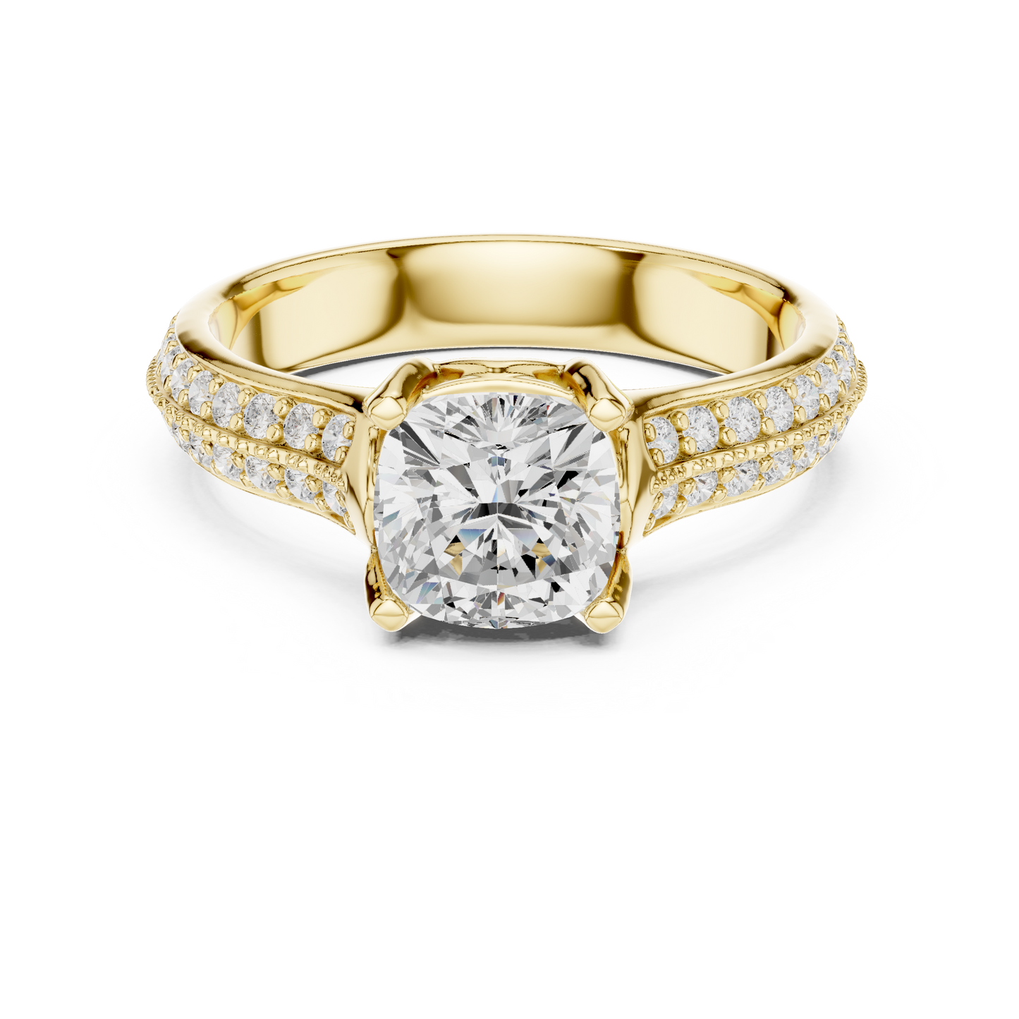 Round Side Stone Lab Grown Diamond Ring