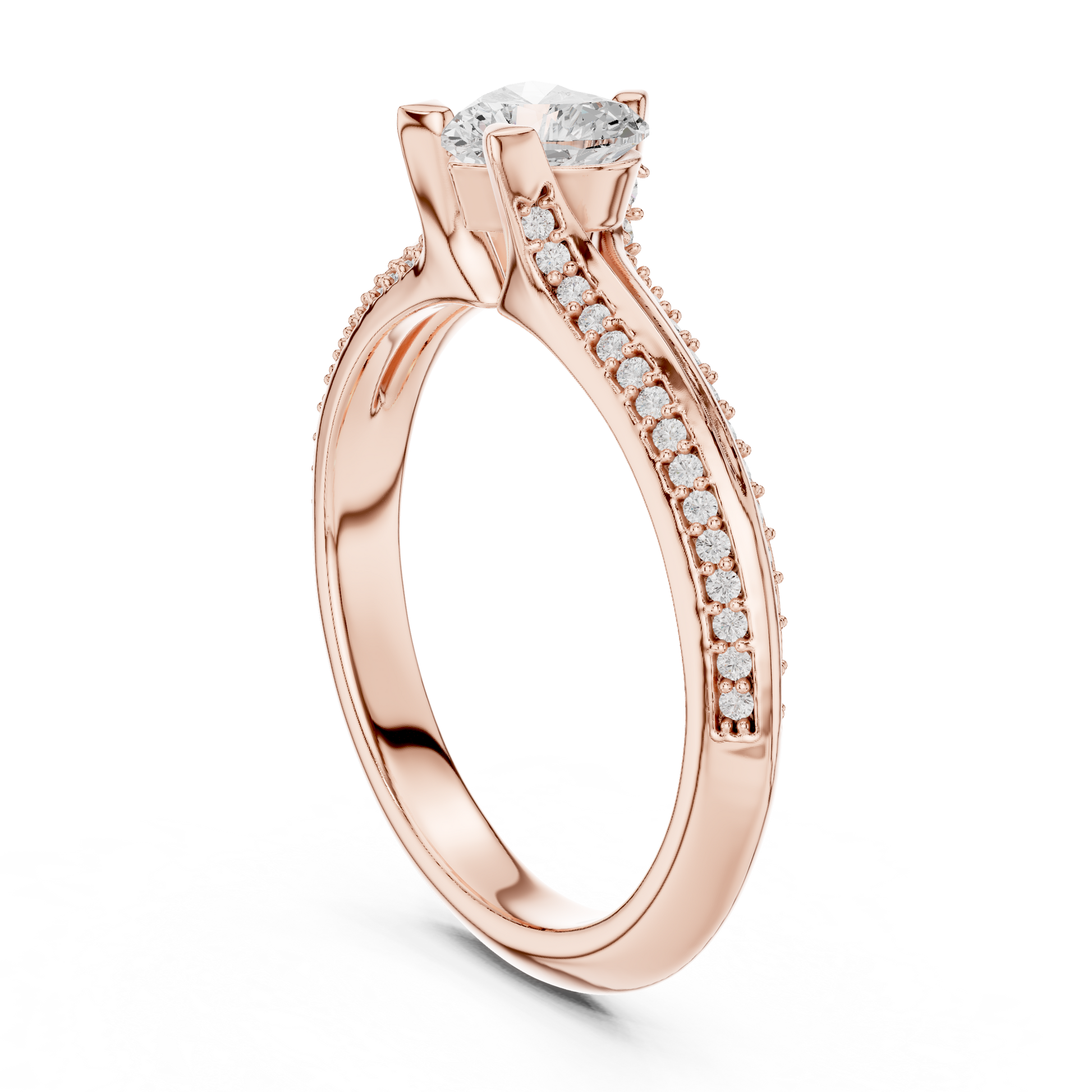 Round Side Stone Lab Grown Diamond Ring