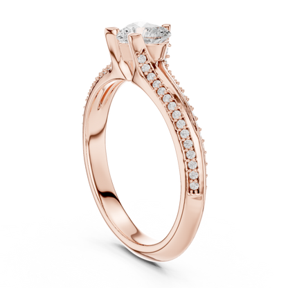 Round Side Stone Lab Grown Diamond Ring