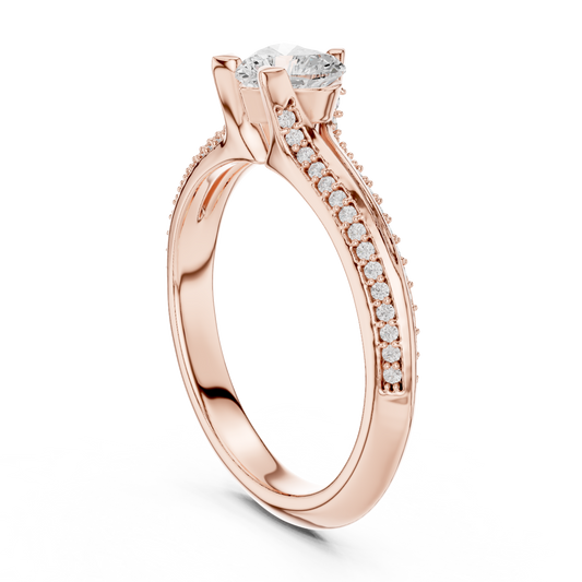 Round Side Stone Lab Grown Diamond Ring