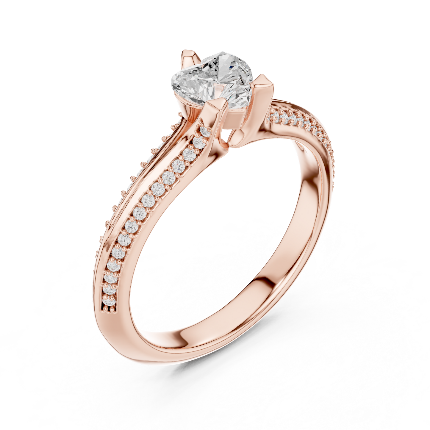 Round Side Stone Lab Grown Diamond Ring