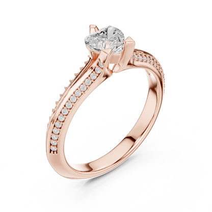 Round Side Stone Lab Grown Diamond Ring