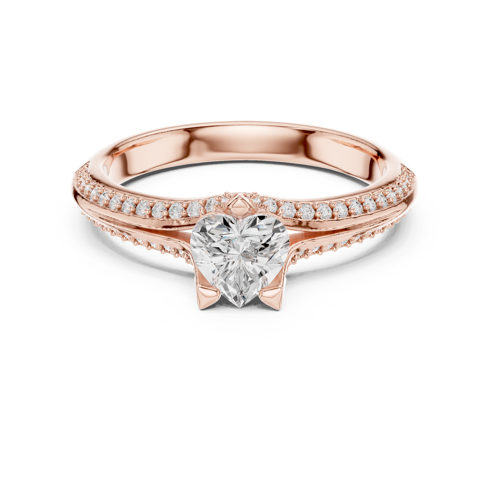 Round Side Stone Lab Grown Diamond Ring