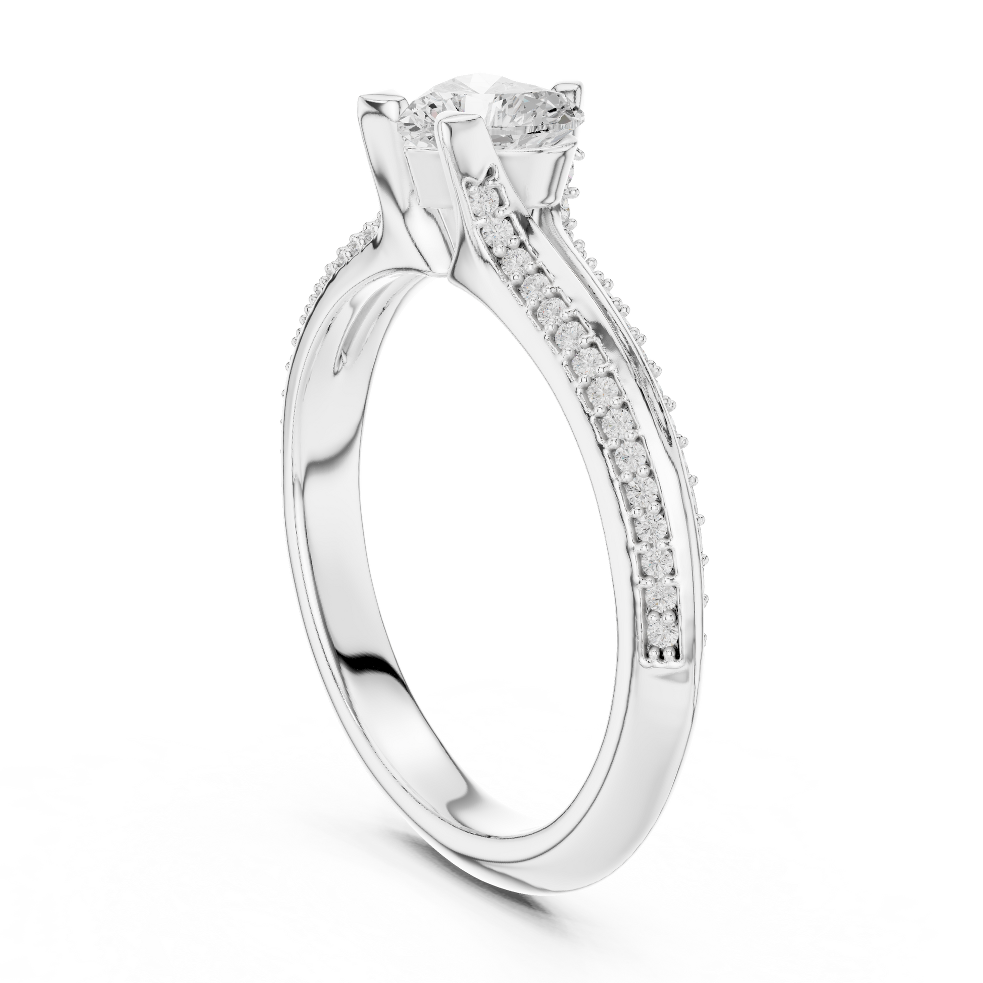 Round Side Stone Lab Grown Diamond Ring