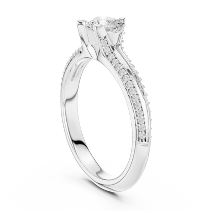 Round Side Stone Lab Grown Diamond Ring
