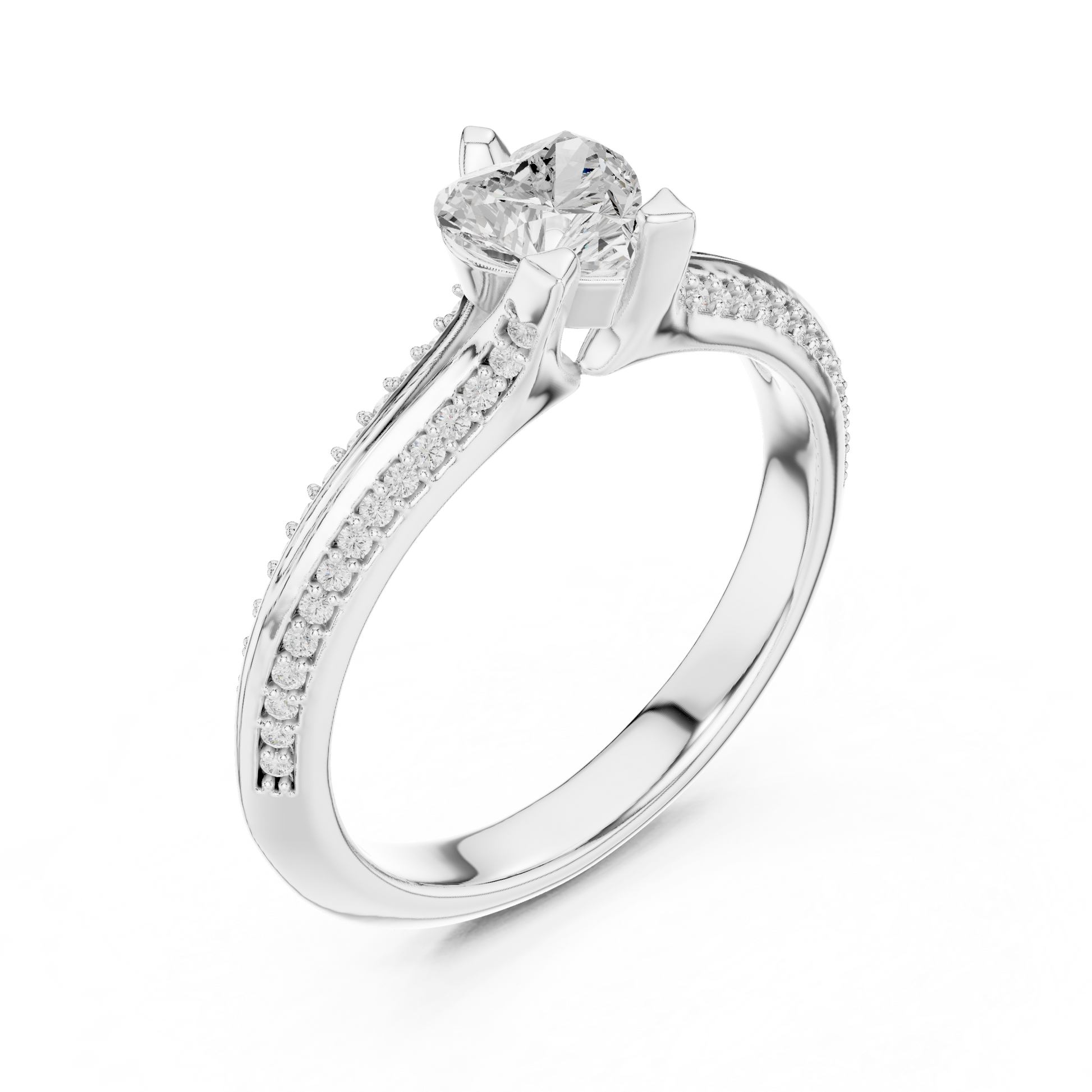 Round Side Stone Lab Grown Diamond Ring