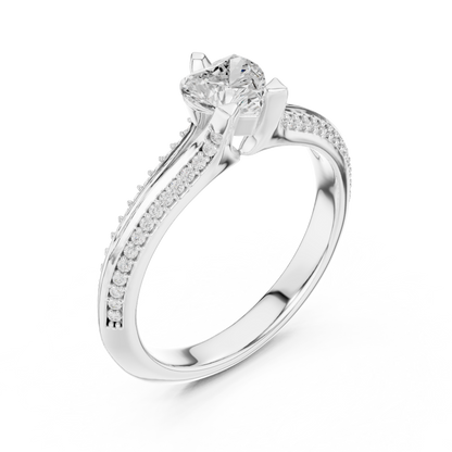 Round Side Stone Lab Grown Diamond Ring