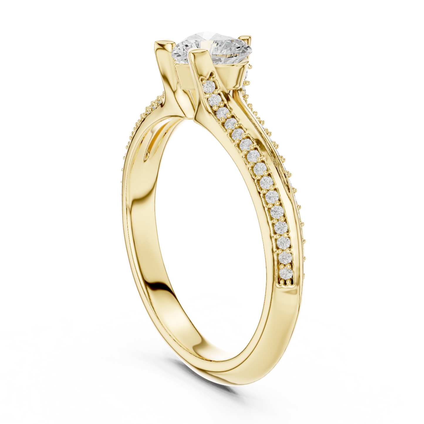 Round Side Stone Lab Grown Diamond Ring