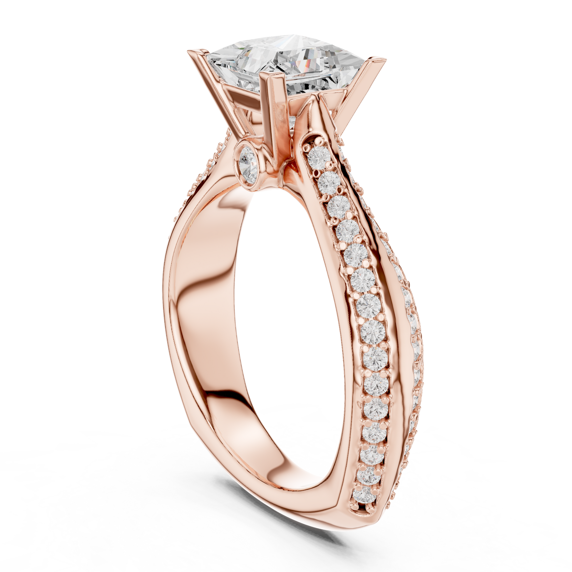 Round Side Stone Lab Grown Diamond Ring