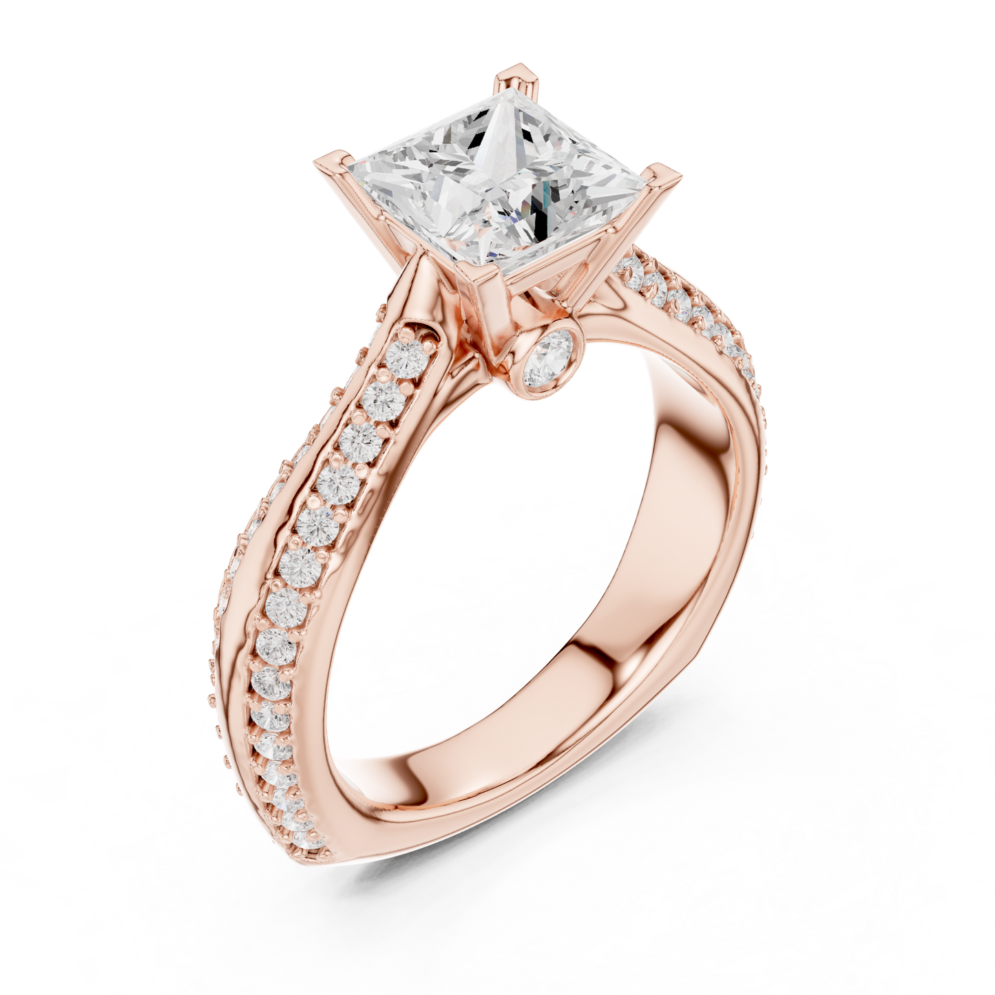 Round Side Stone Lab Grown Diamond Ring