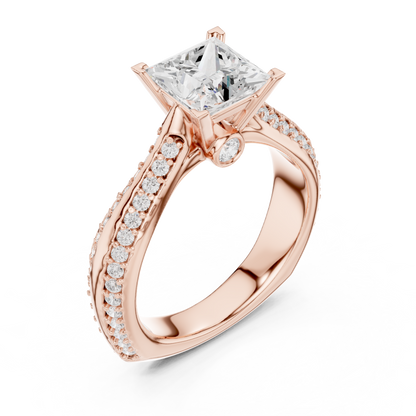 Round Side Stone Lab Grown Diamond Ring
