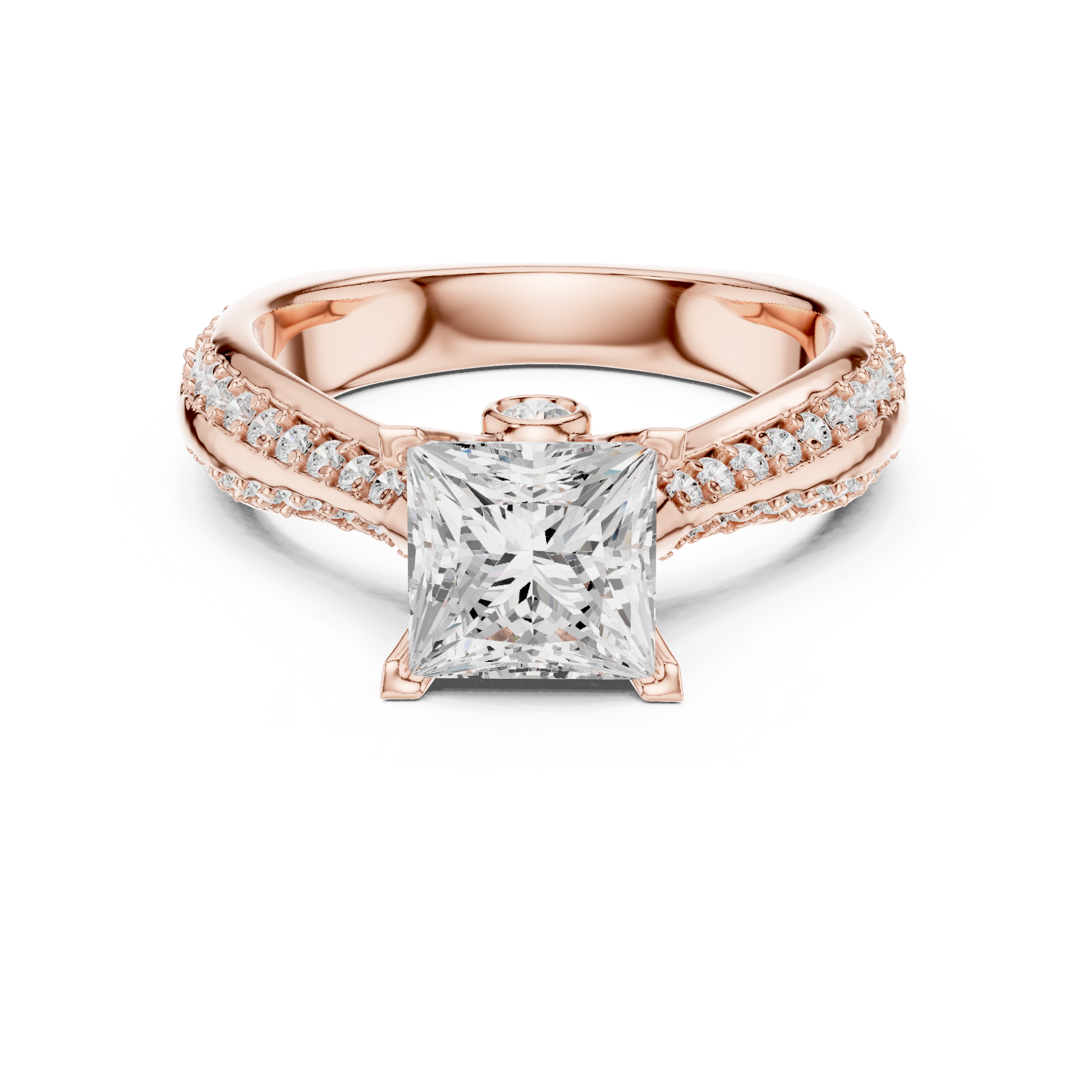 Round Side Stone Lab Grown Diamond Ring