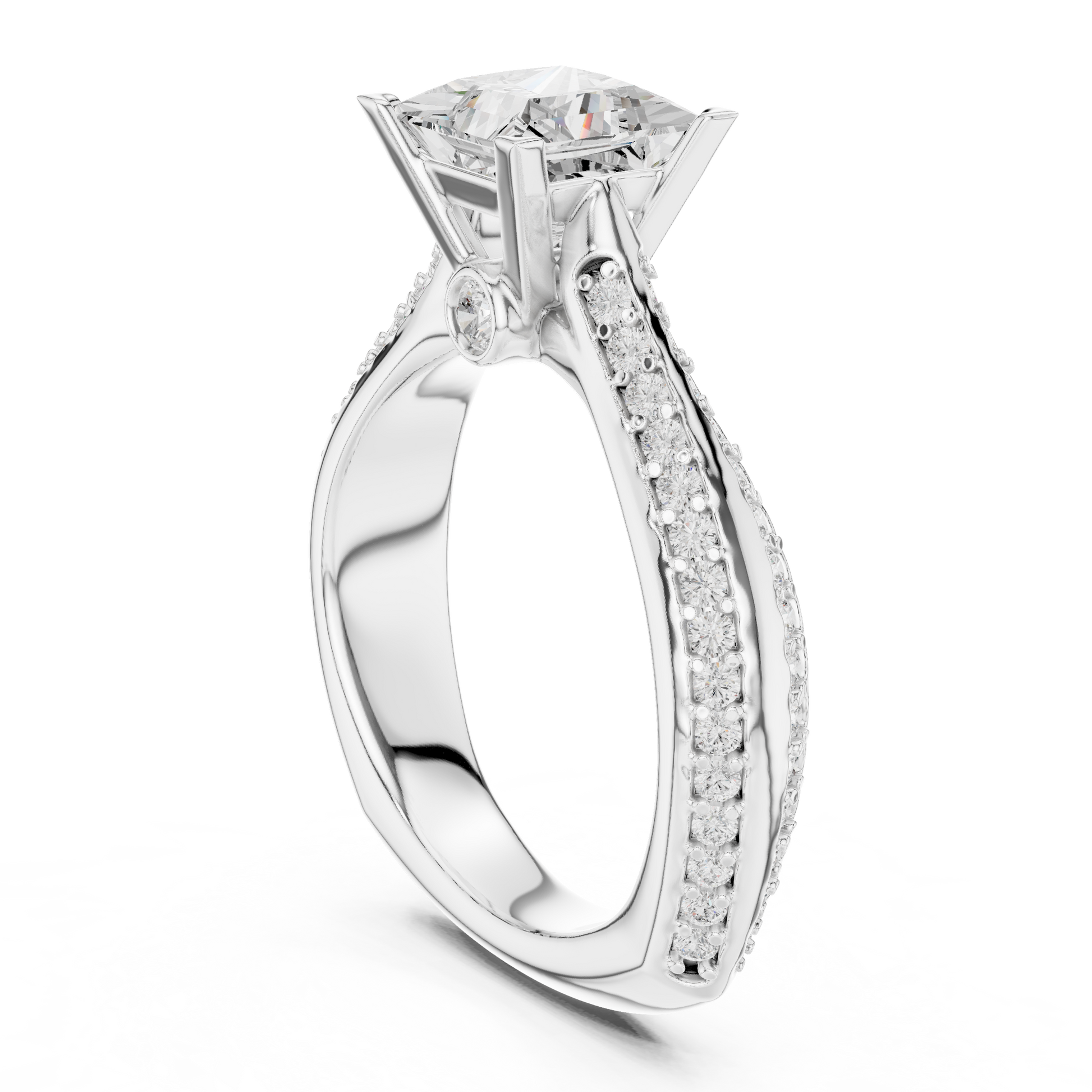 Round Side Stone Lab Grown Diamond Ring