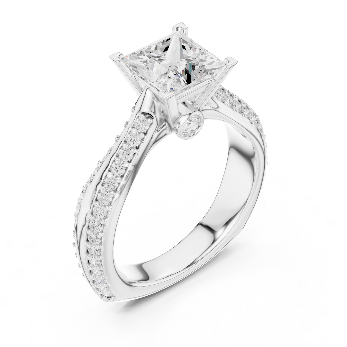Round Side Stone Lab Grown Diamond Ring