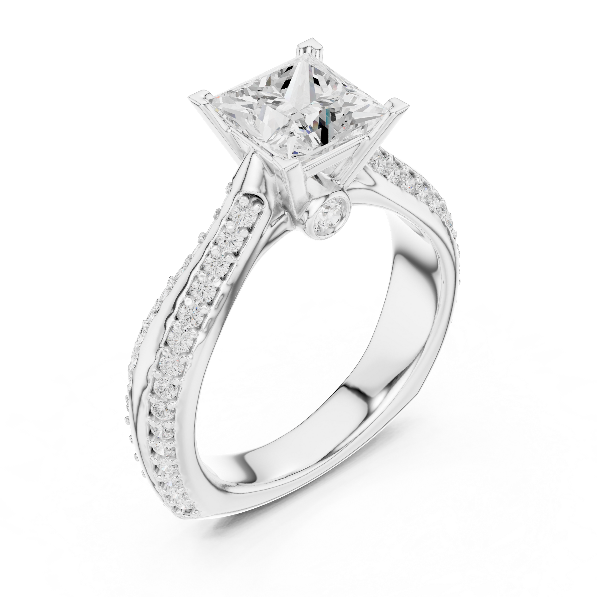 Round Side Stone Lab Grown Diamond Ring