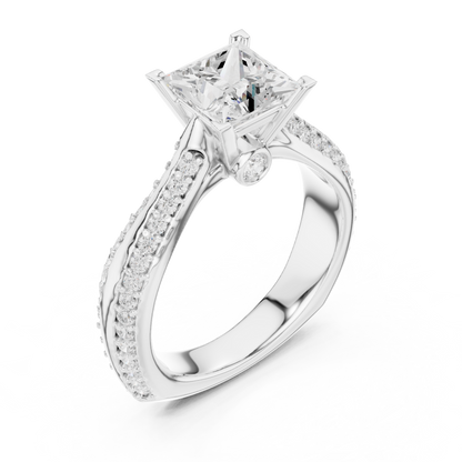 Round Side Stone Lab Grown Diamond Ring