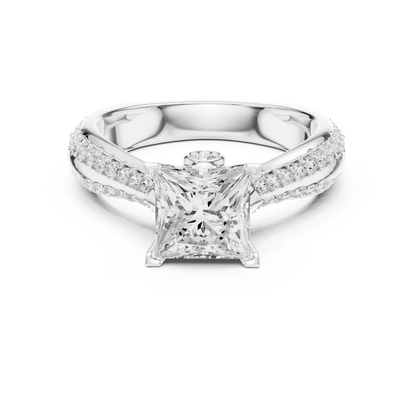 Round Side Stone Lab Grown Diamond Ring