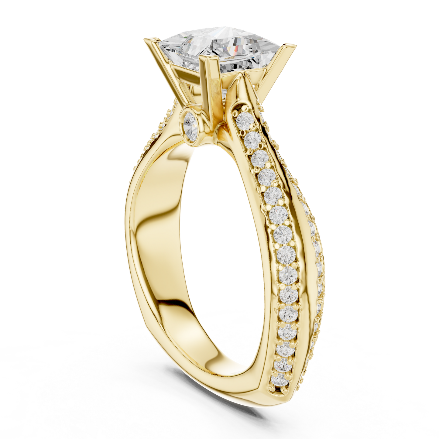 Round Side Stone Lab Grown Diamond Ring