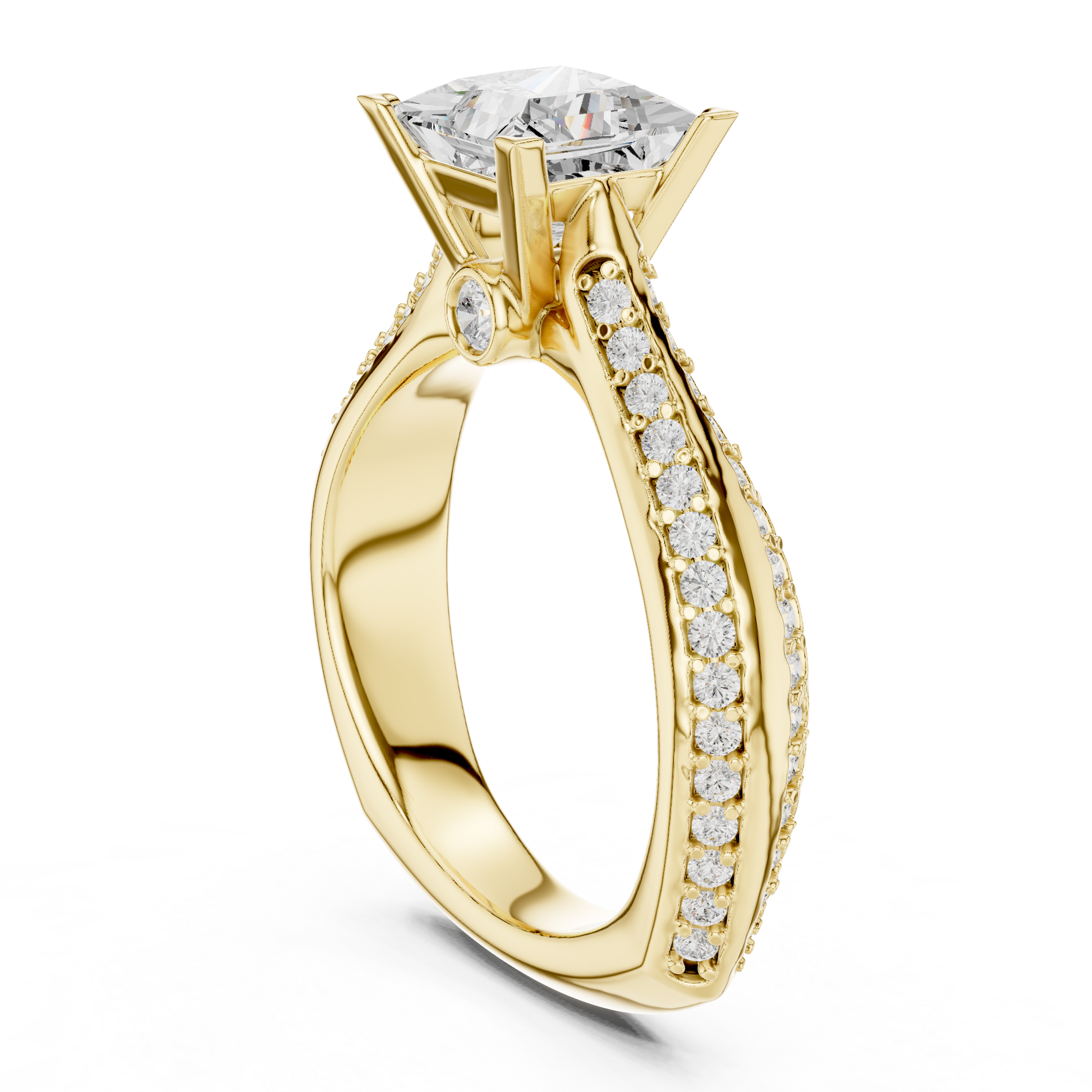 Round Side Stone Lab Grown Diamond Ring