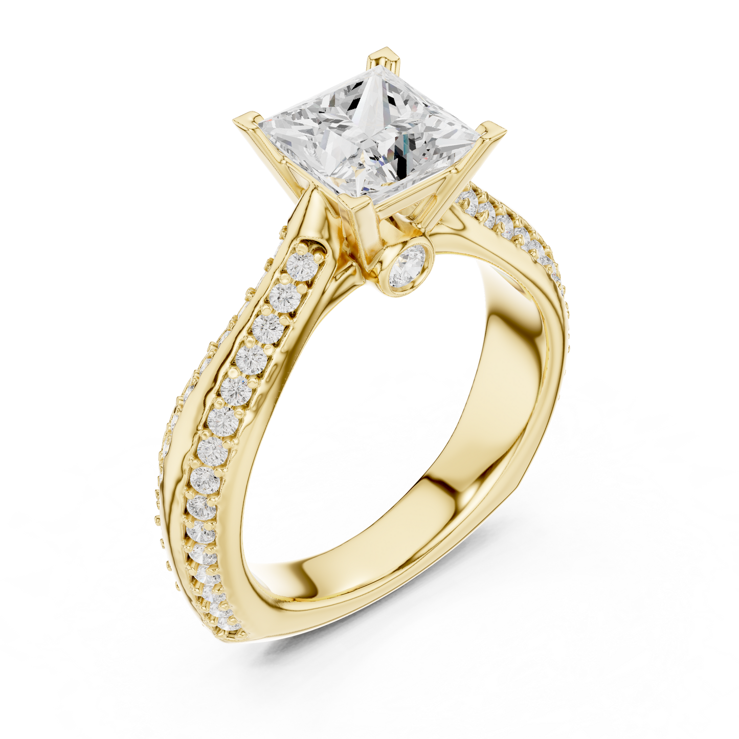 Round Side Stone Lab Grown Diamond Ring