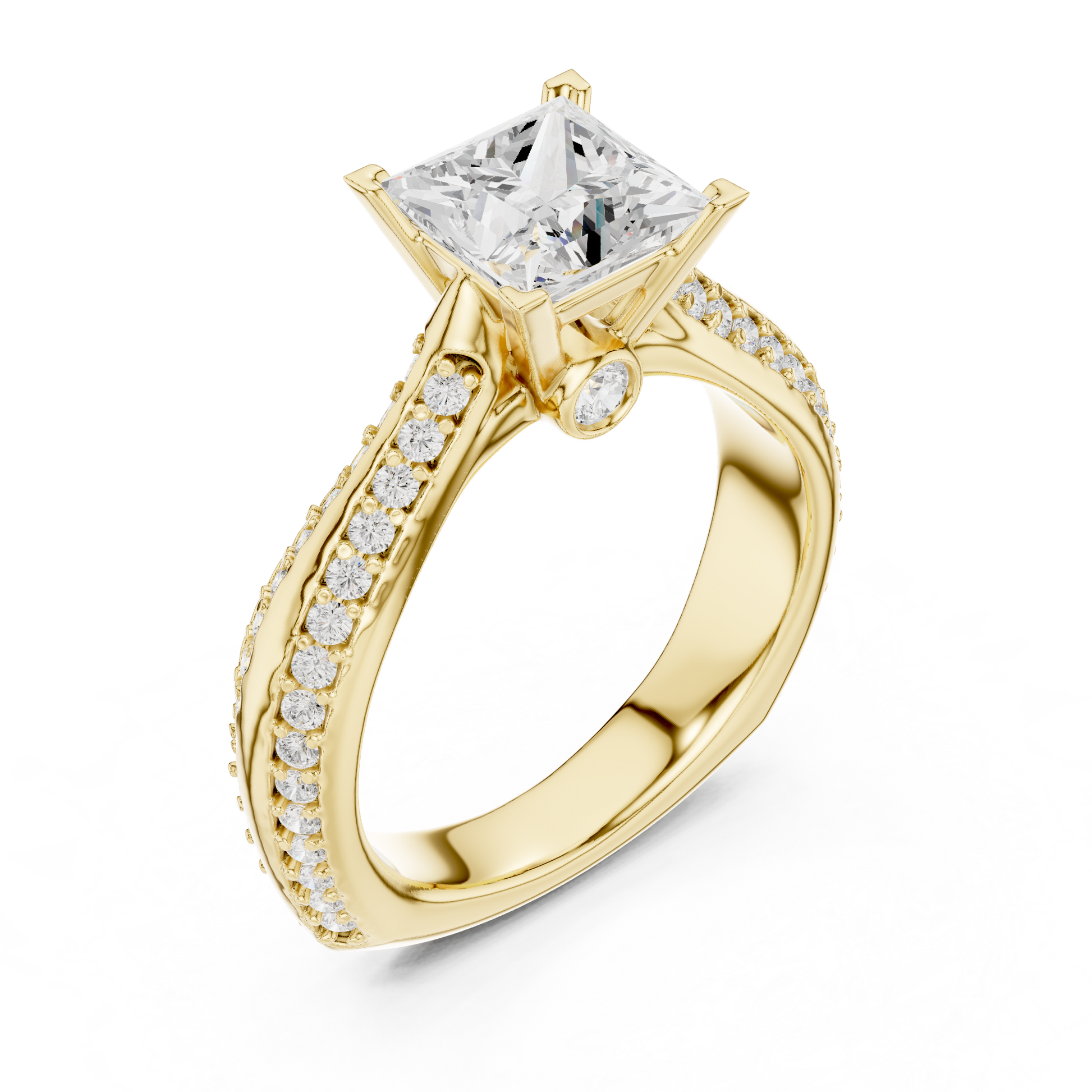 Round Side Stone Lab Grown Diamond Ring