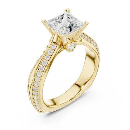 Round Side Stone Lab Grown Diamond Ring