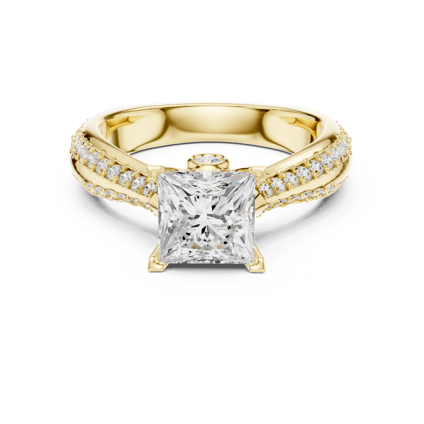 Round Side Stone Lab Grown Diamond Ring
