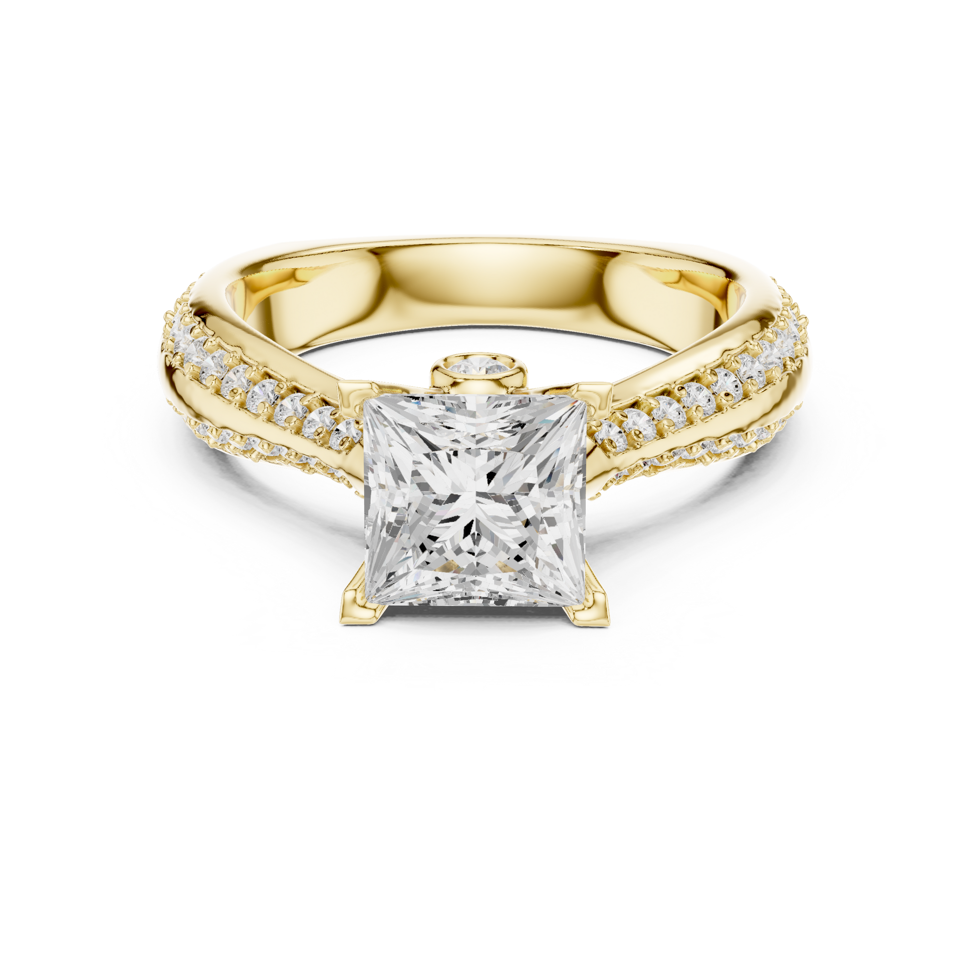 Round Side Stone Lab Grown Diamond Ring
