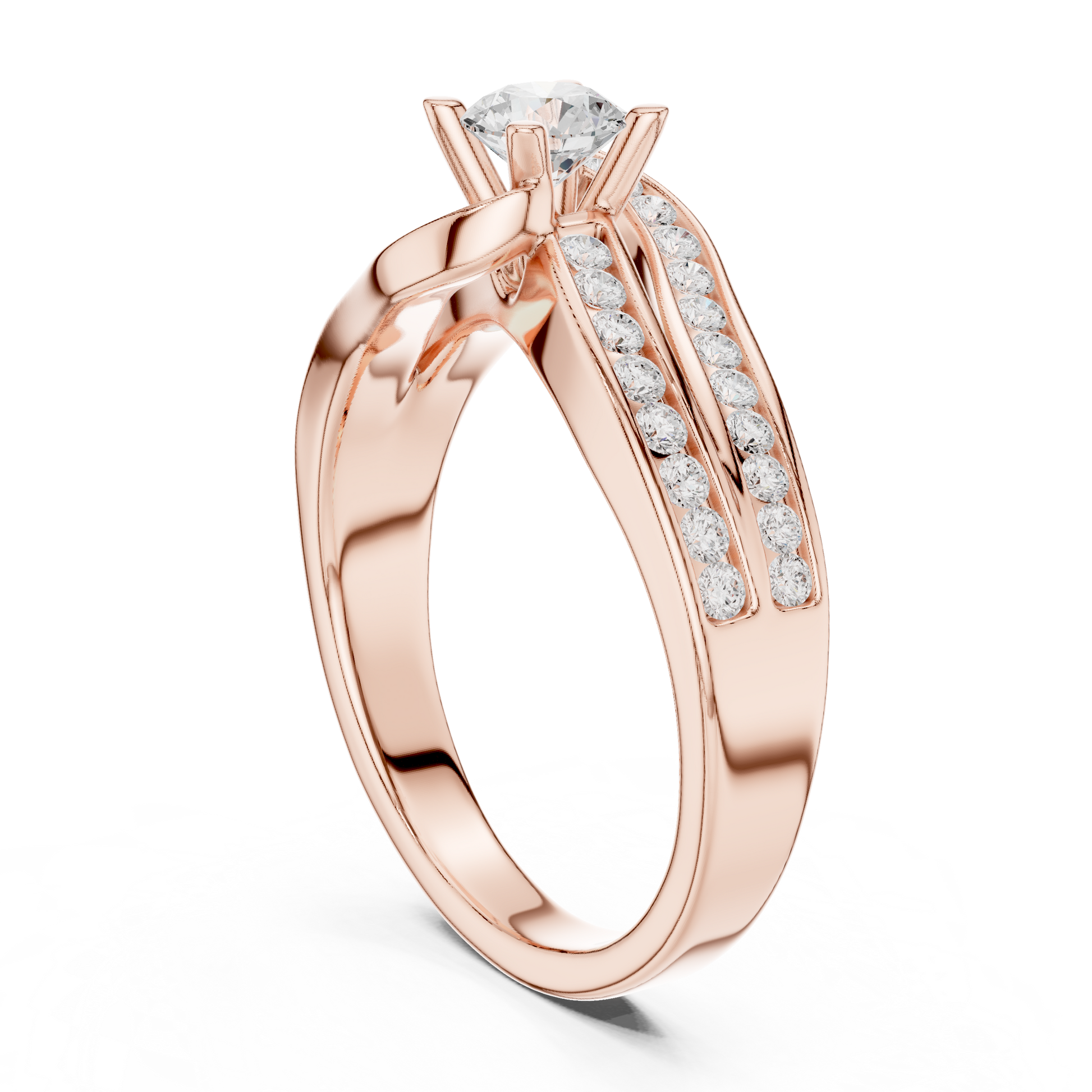 Round Side Stone Lab Grown Diamond Ring