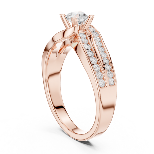 Round Side Stone Lab Grown Diamond Ring