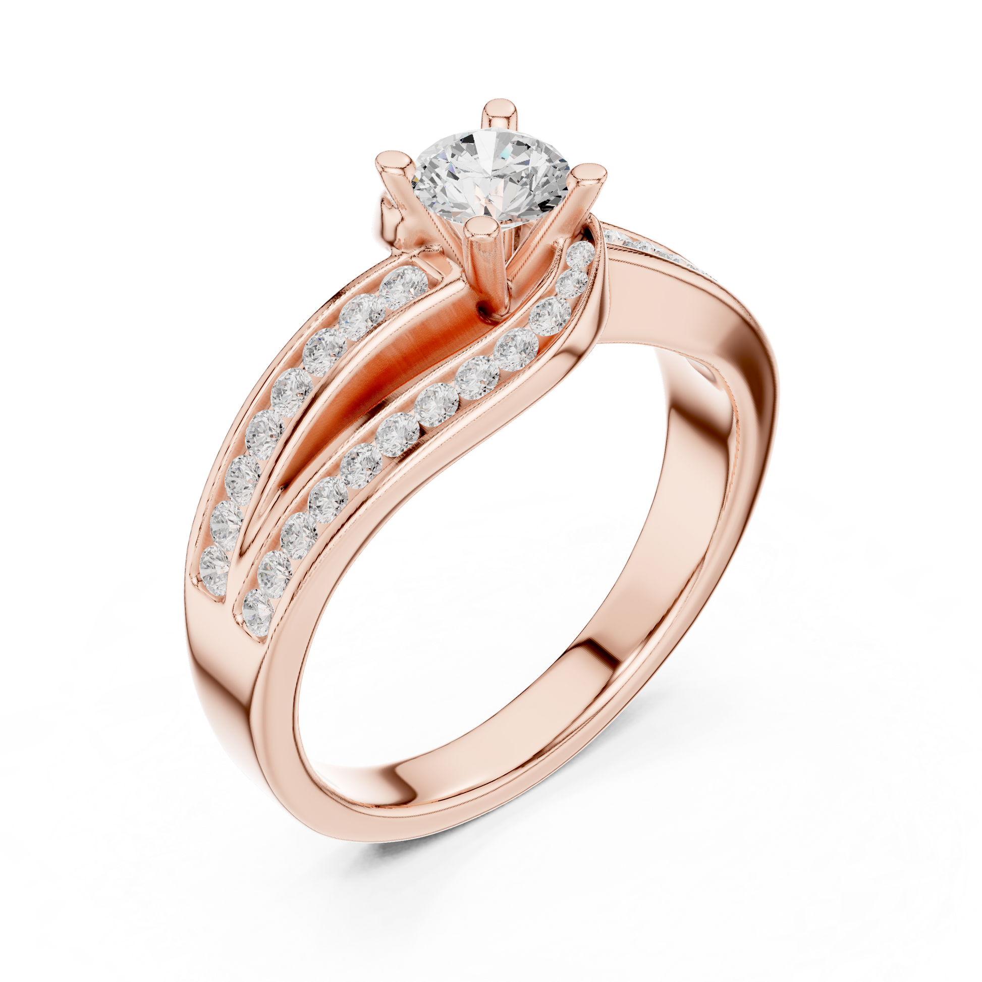 Round Side Stone Lab Grown Diamond Ring